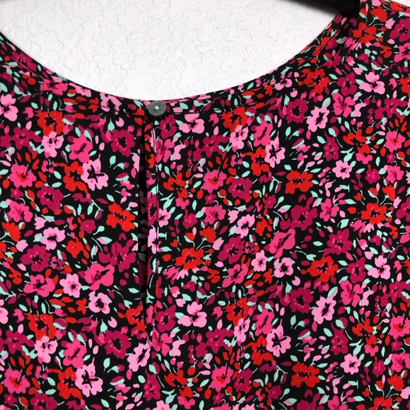 J Crew Factory  Women’s Floral Green Pink Print Long Sleeves Size 2X - Picture 7 of 10